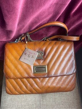 Pratesi Quilted Leather Shoulder Bag in Cognac Brown Italy 🇮🇹